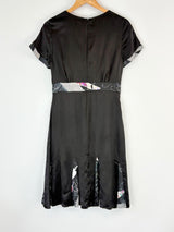 Fleur Wood Black Silk & Patterned Midi Dress - AU10