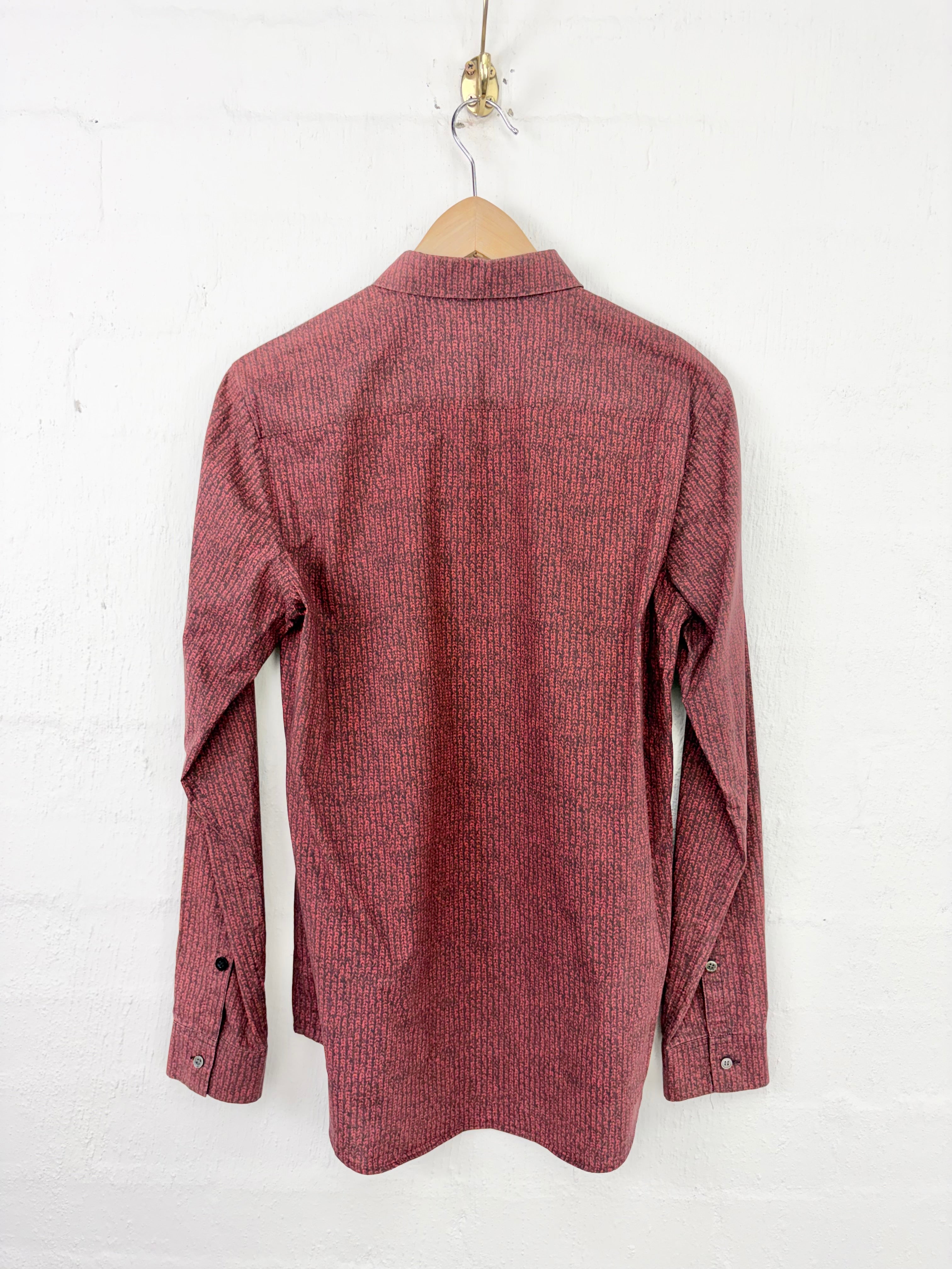 Undercoverism Red Knit Graphic Print Patterned Button-Down Shirt - M