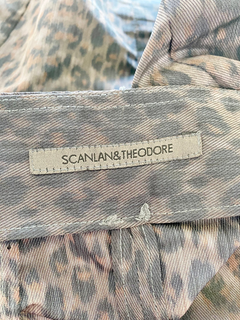 Scanlan Theodore Brown Leopard Print Button Up Skirt - AU10