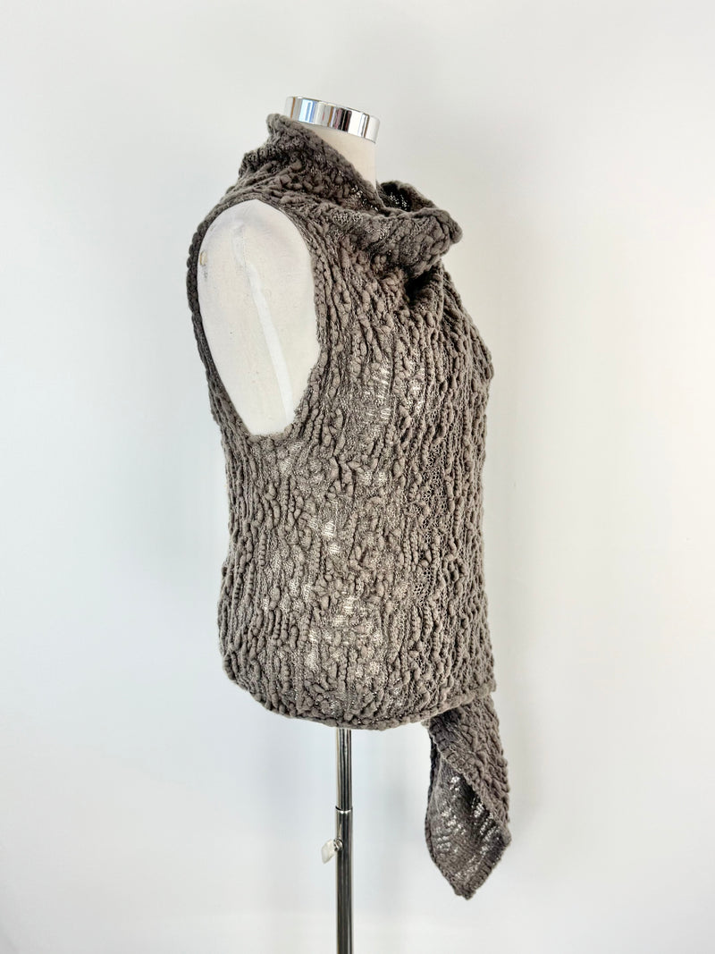 Sara Pacini Ash Grey Textured Knit Vest - AU8/10/12
