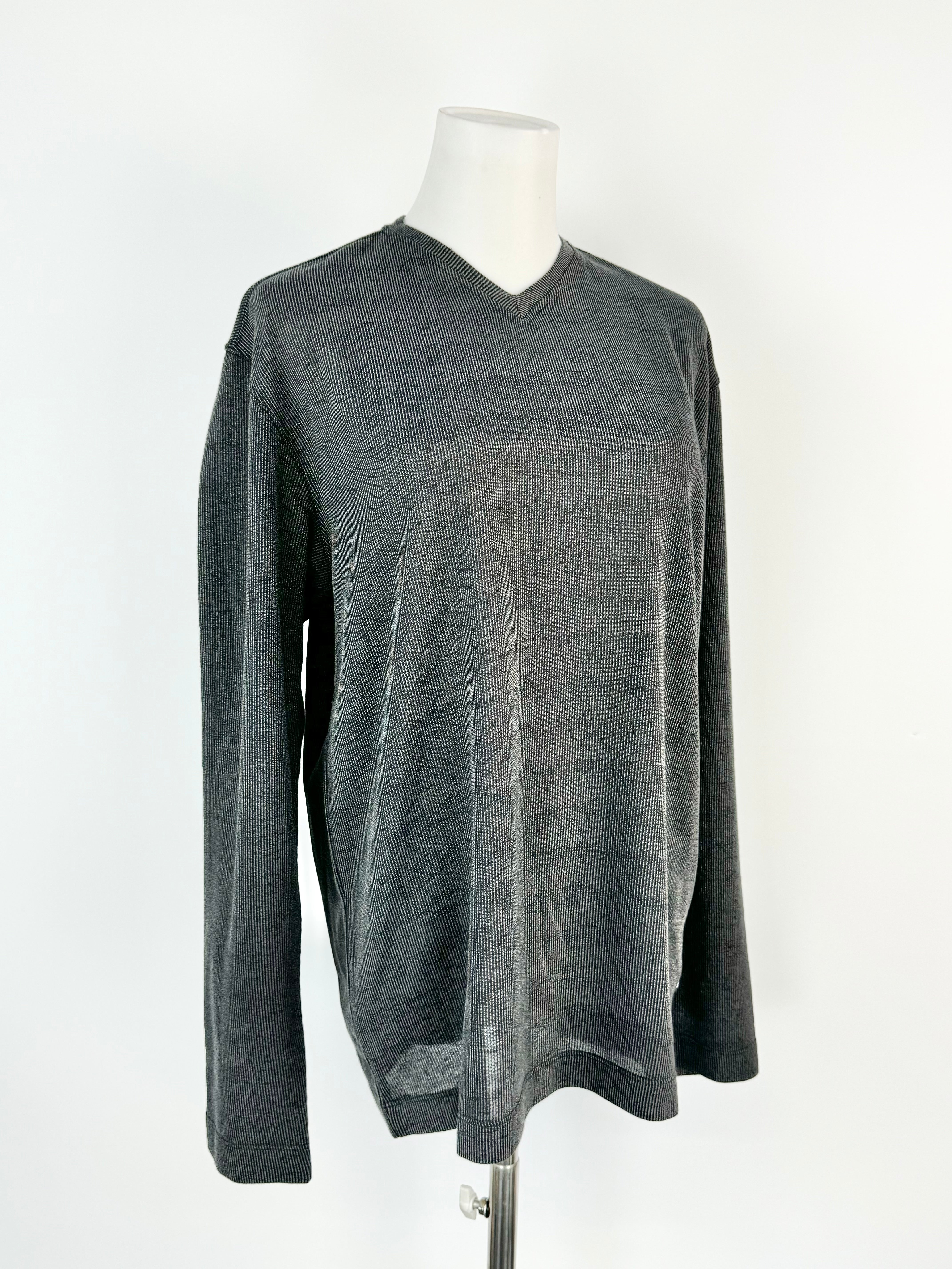 Gianfranco Ferre Jeans Deep Grey V-Neck Long Sleeve Top - S
