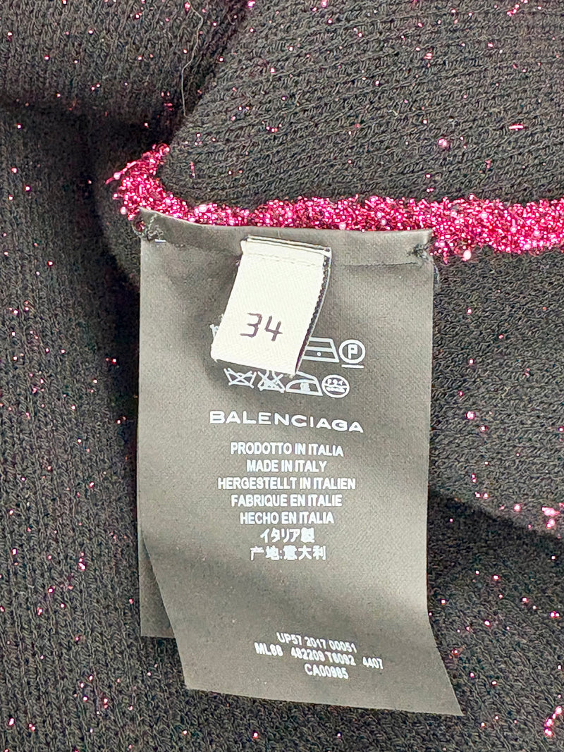 Balenciaga Raspberry Metallic-Glitter Asymmetric Sweater - AU6/8