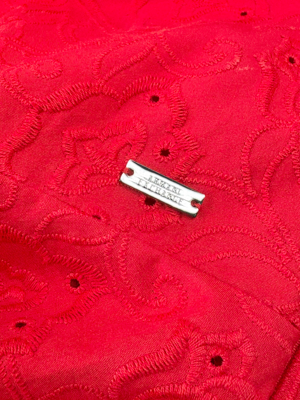 Armani Exchange Red Embroidered-Florals Midi Dress - AU8