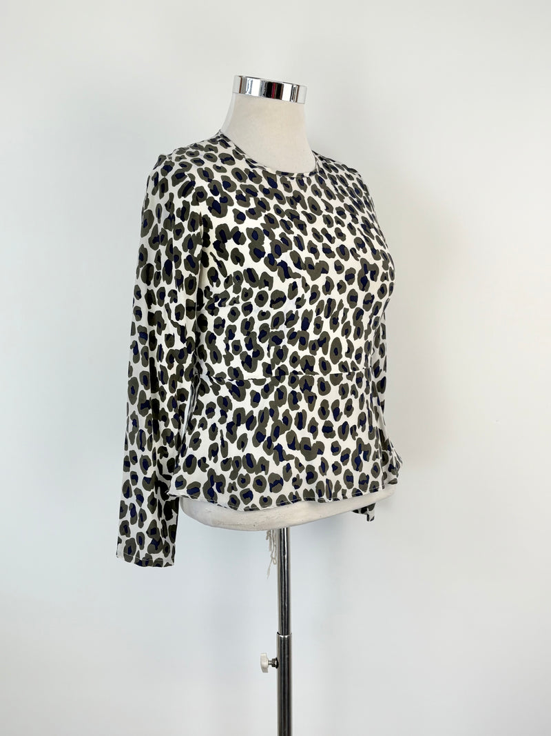 Grace Melbourne Silk Animal-Style Print Peplum Top - AU12