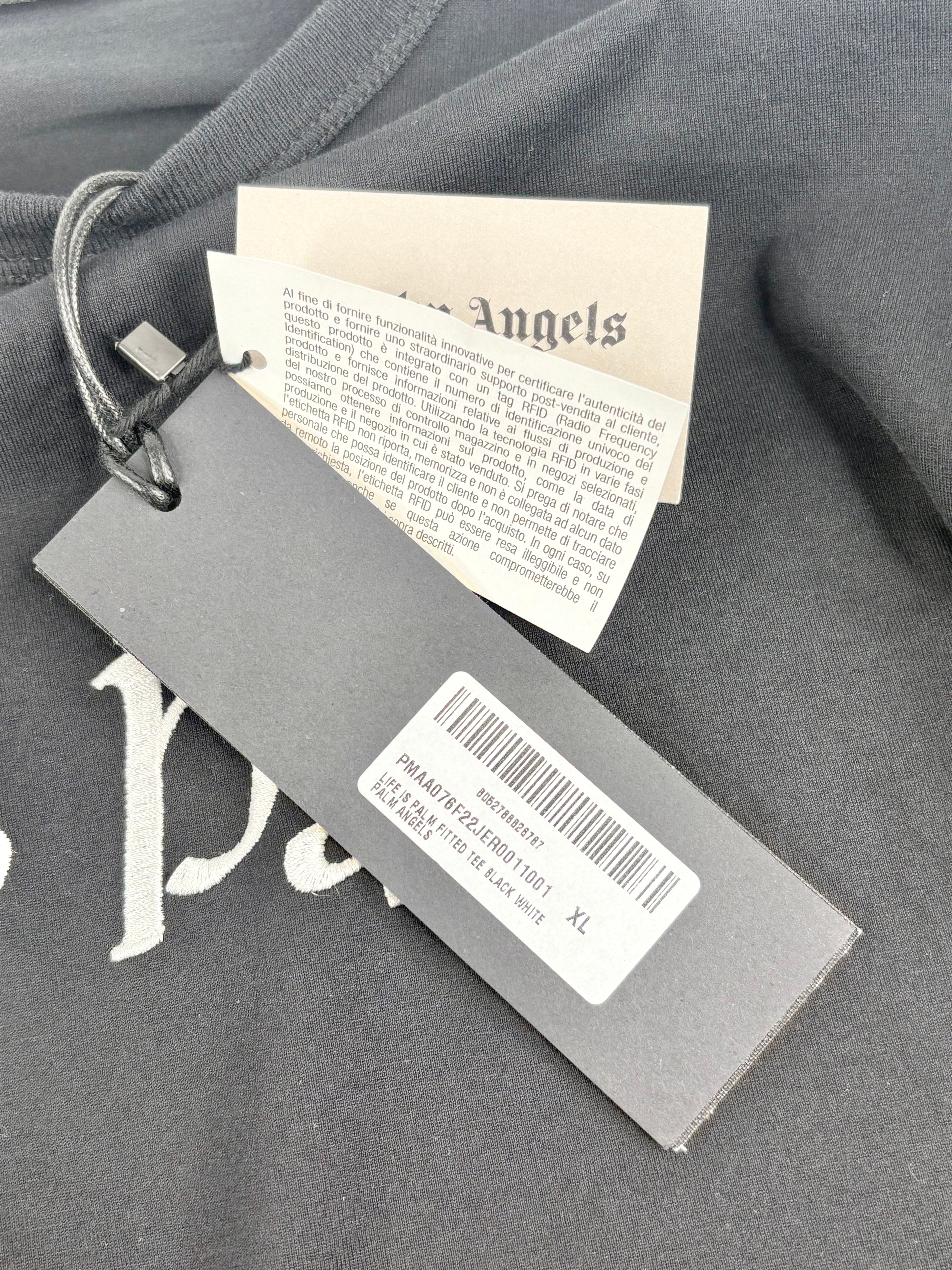 Palm Angels Fitted Black 'Life is Palm' T-Shirt - XL