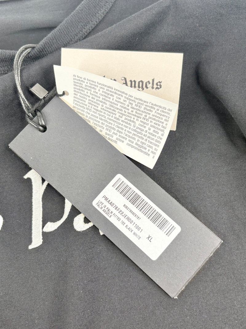 Palm Angels Fitted Black 'Life is Palm' T-Shirt - XL