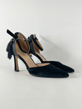 Mimco Black Felted Embellished Strappy Pumps - EU38