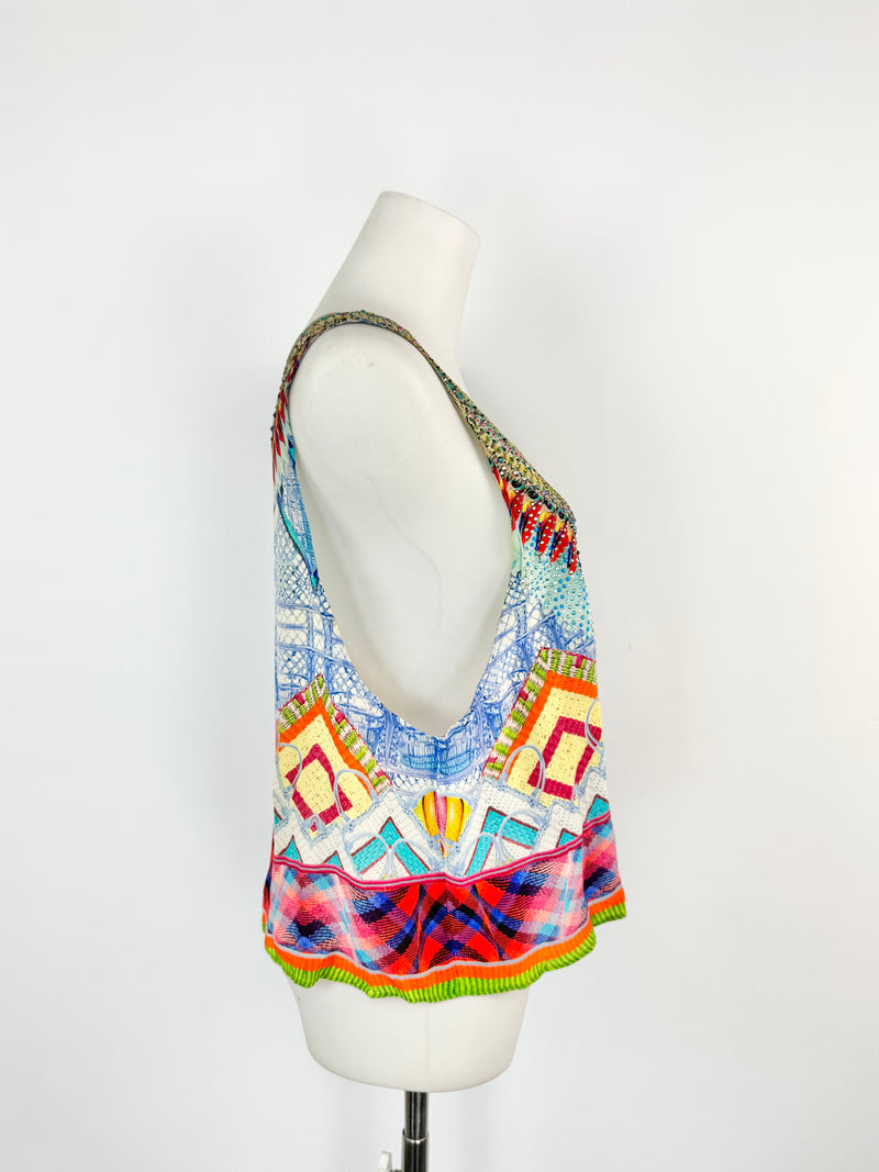 Camilla Mulitcoloured Jeweled Crop Vest - AU10