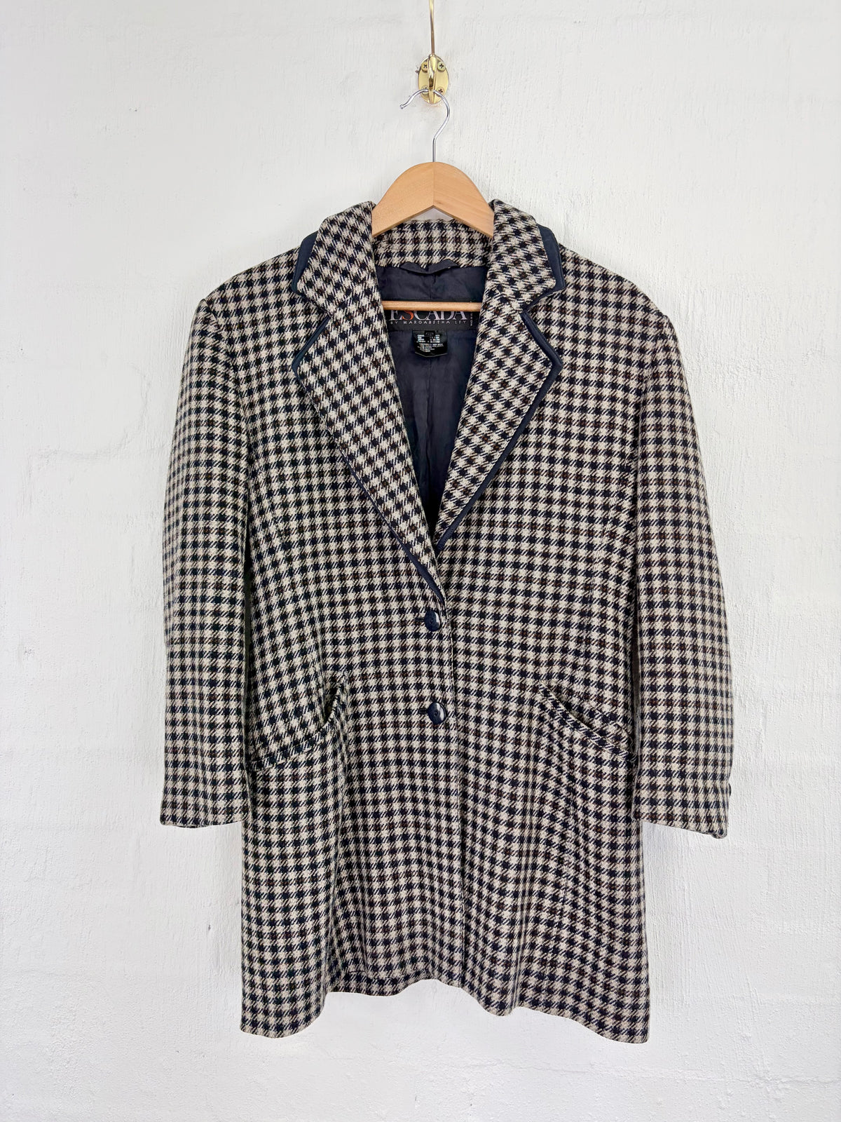 Vintage 90s Escada by Margaretha Ley Navy, Taupe & Oatmeal Double Lapel Fitted Blazer - AU10/12