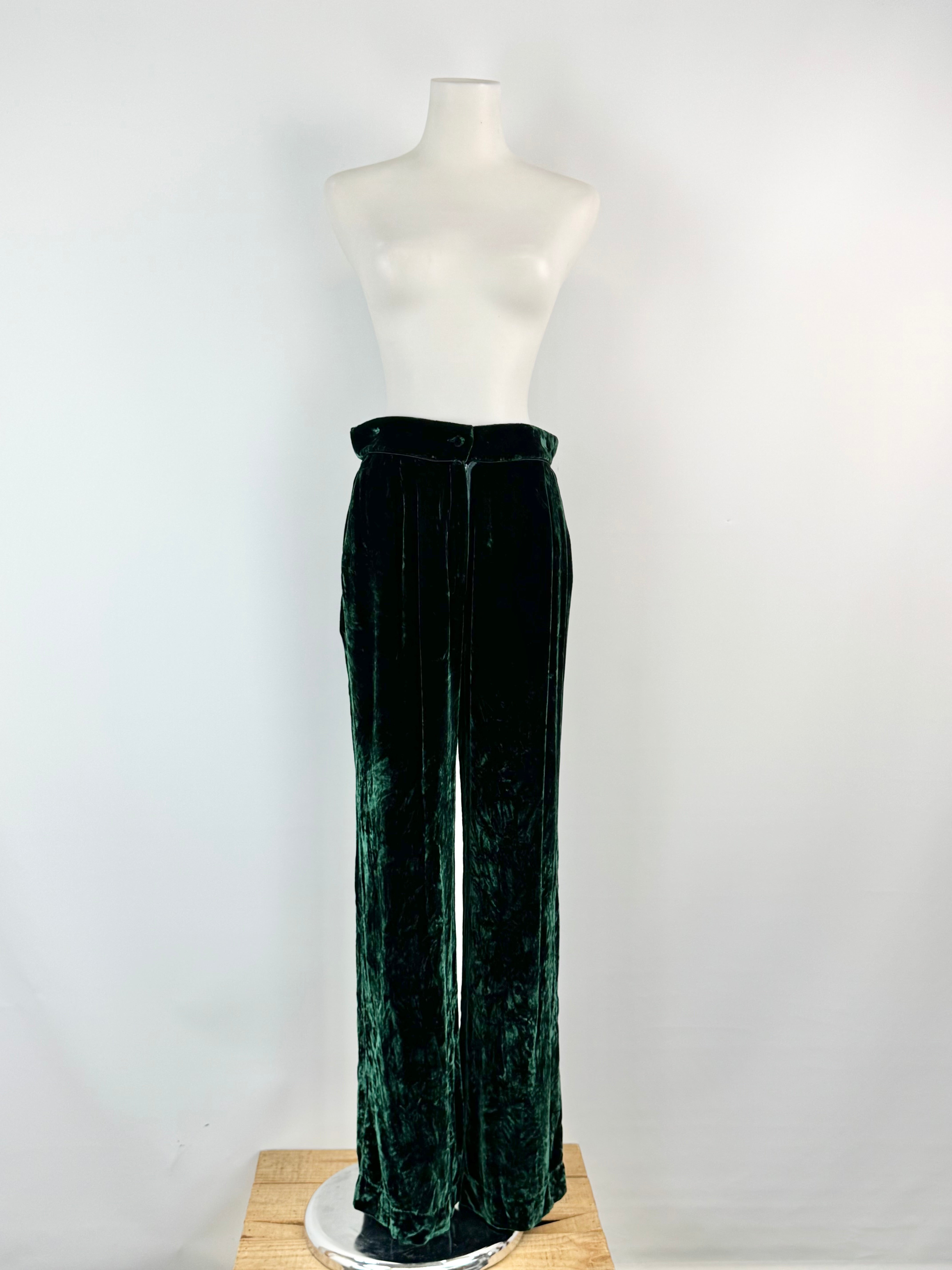 Sleep with Jacques Forest Green Crushed Velvet Slacks - AU8