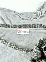 Red Valentino Grey Tweed Bow T-Shirt - AU10