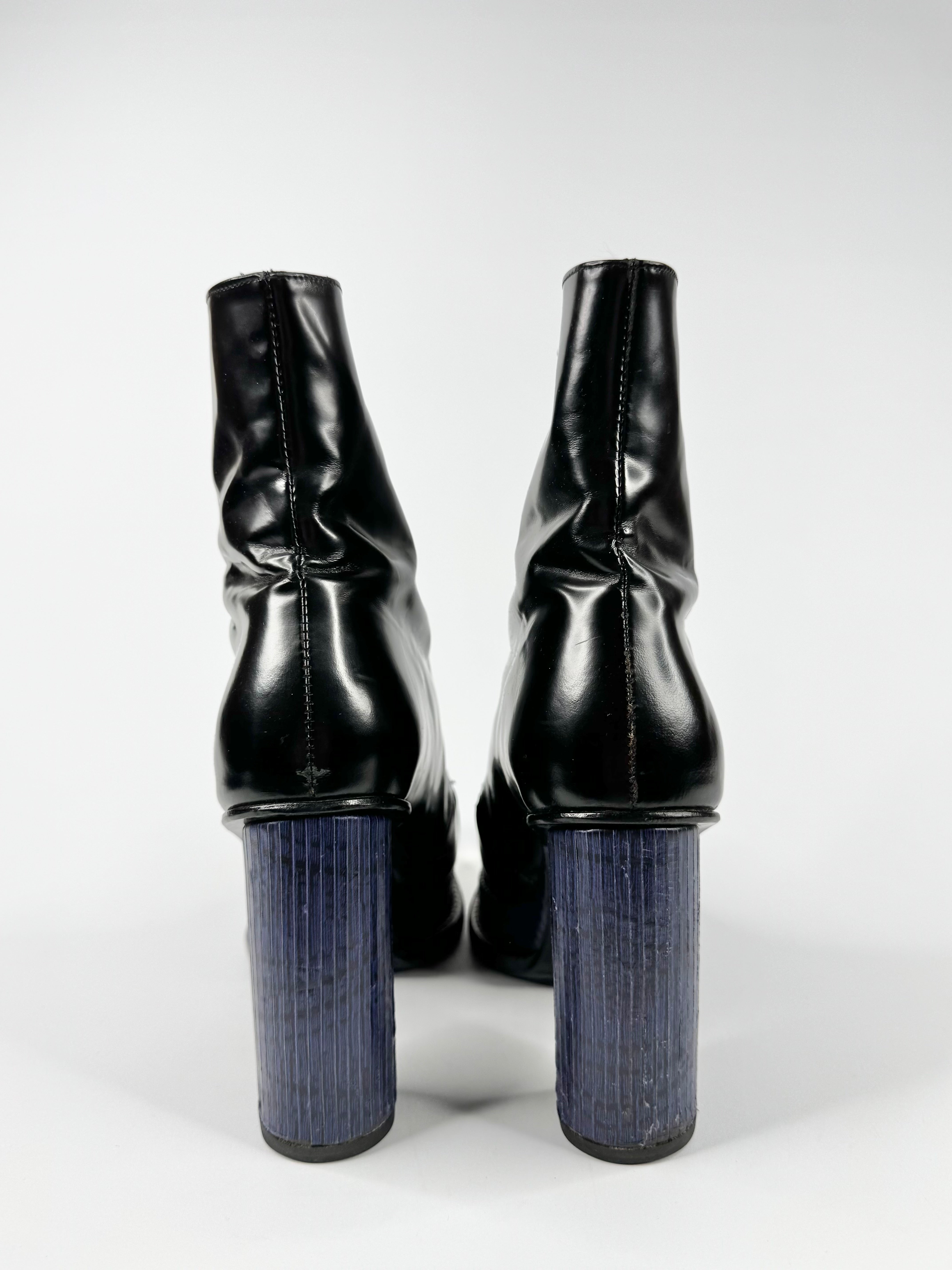 Opening Ceremony Shiny Calf Grunge Belt Buckle Boots - EU40