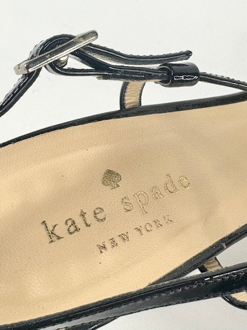 Kate Spade Patent Black Leather 'Sid' Sandals - EU38.5