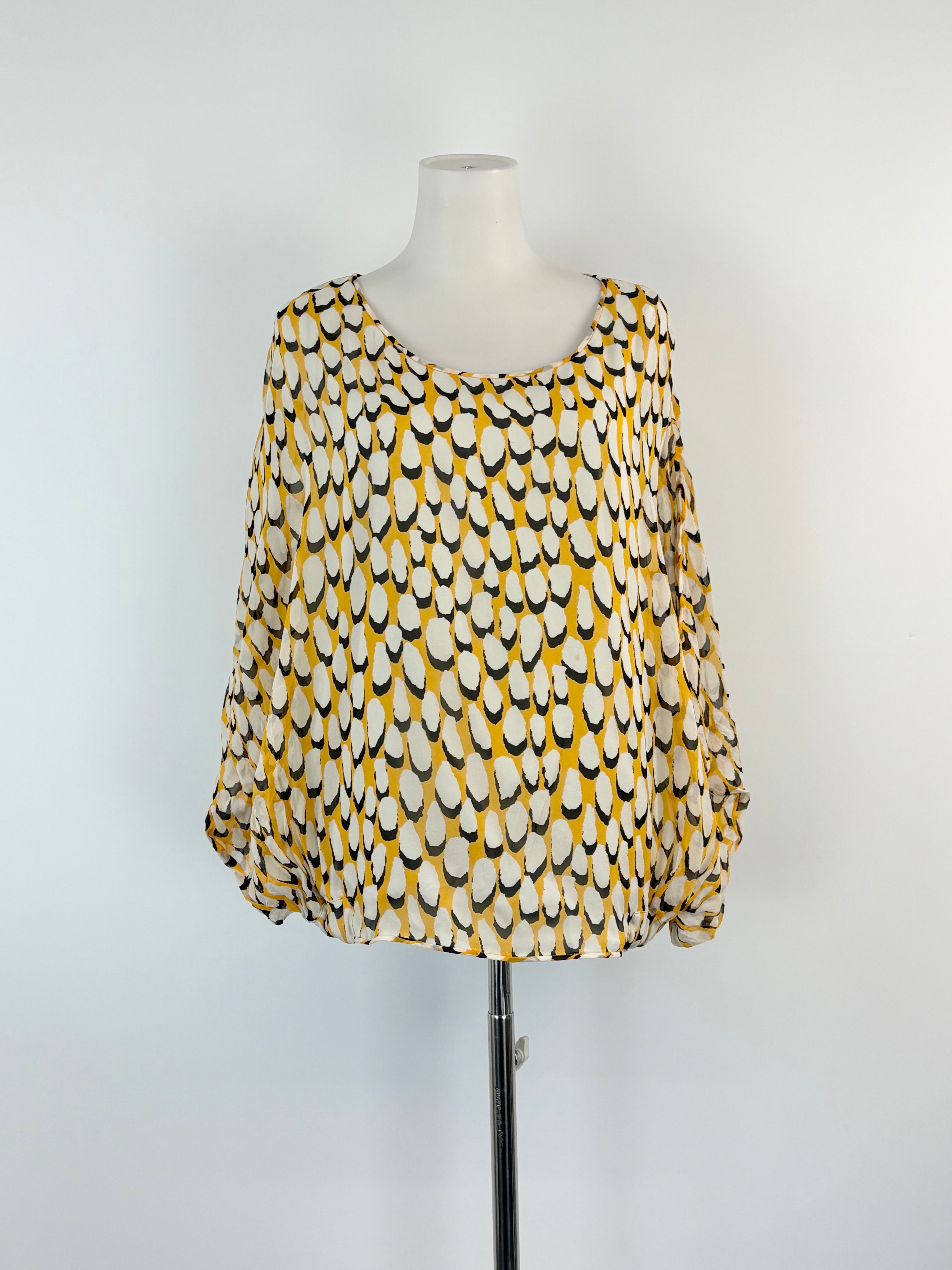 Diane von Furstenberg Yellow Patterned 'Robyn' Silk Top - AU12/14