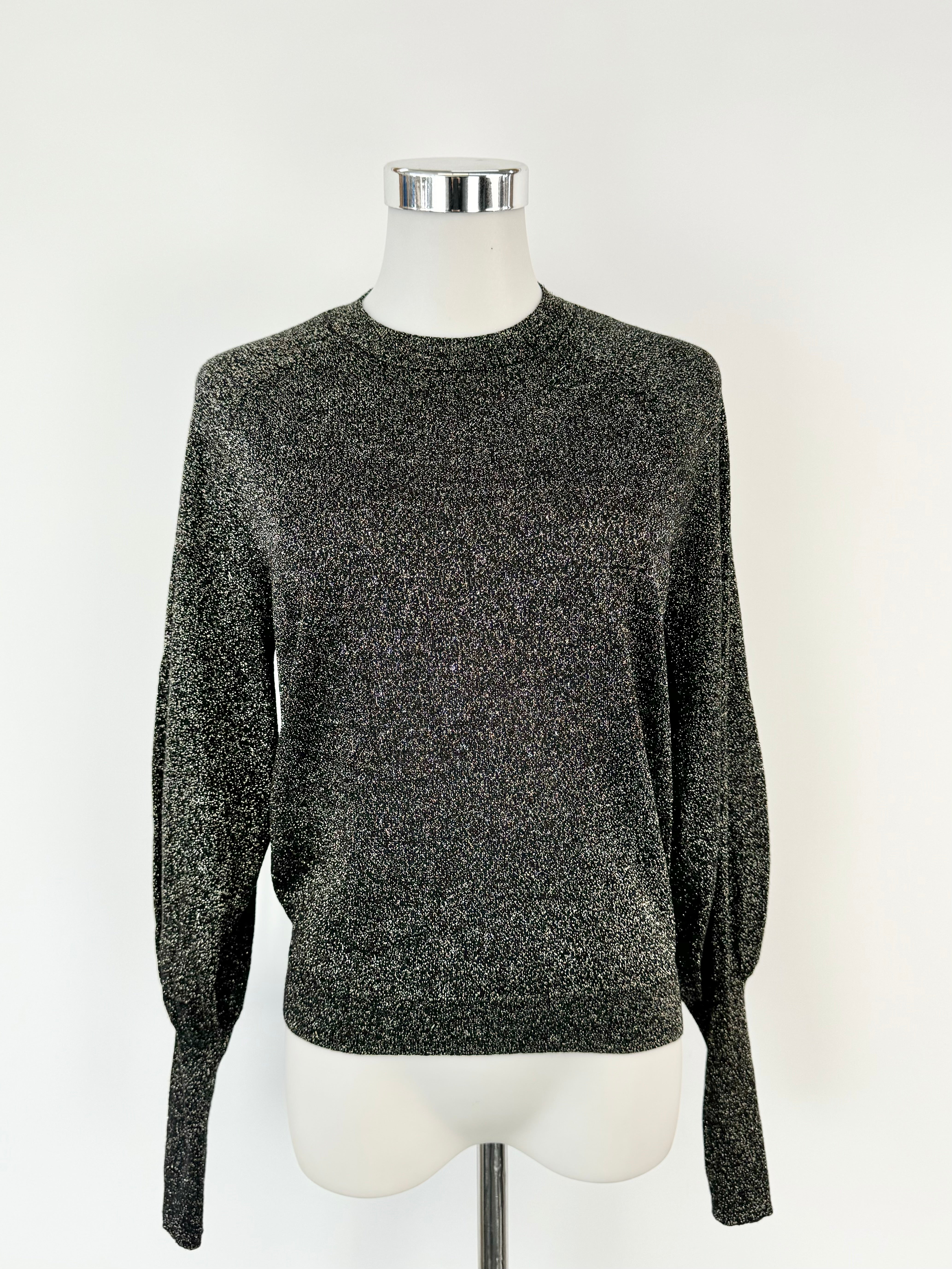 Husk Black & Silver Lurex Crew Neck Jumper - AU8/10