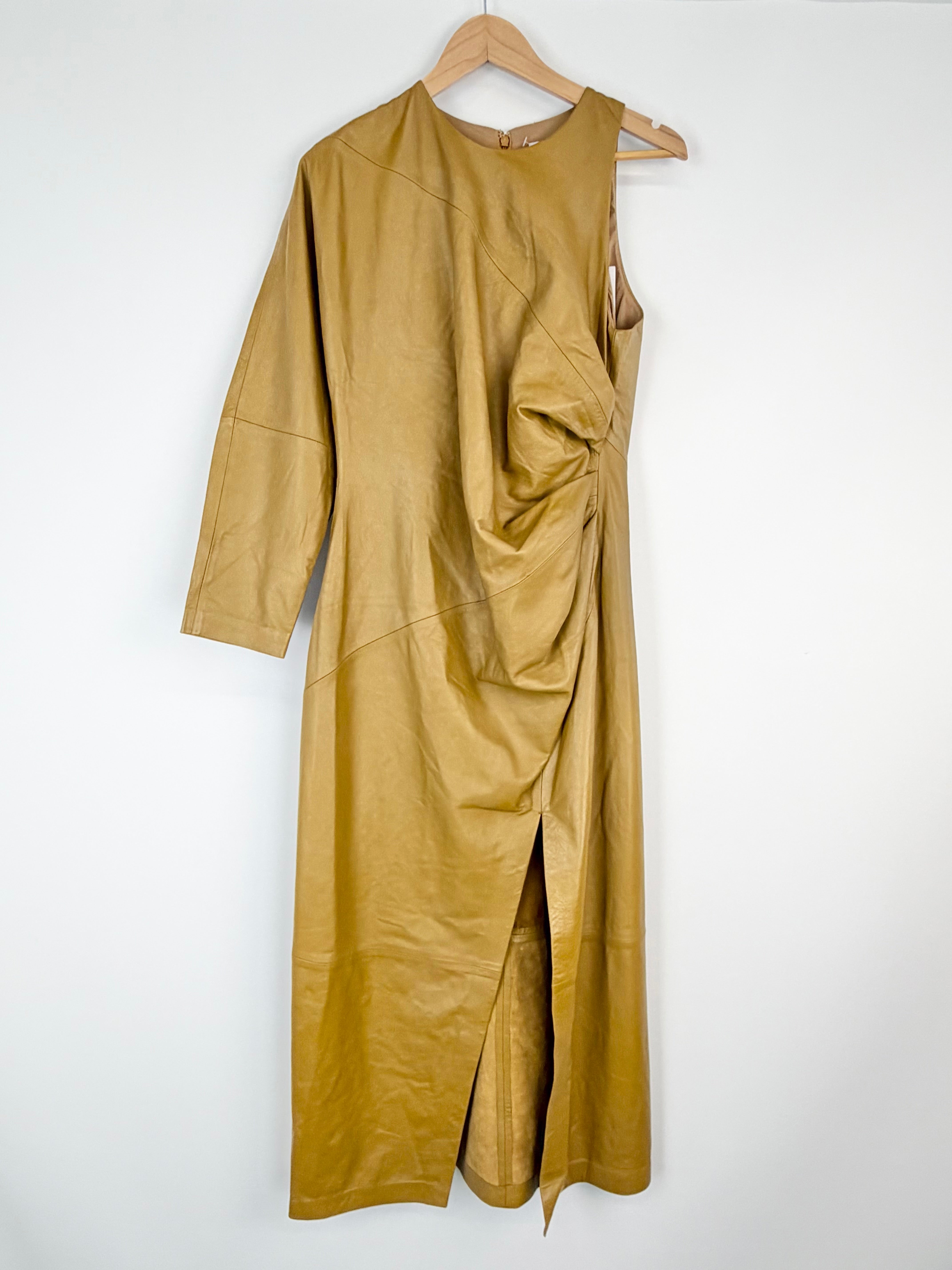 Camilla & Marc Ochre Leather ‘Nikita’ Gown NWT - AU14