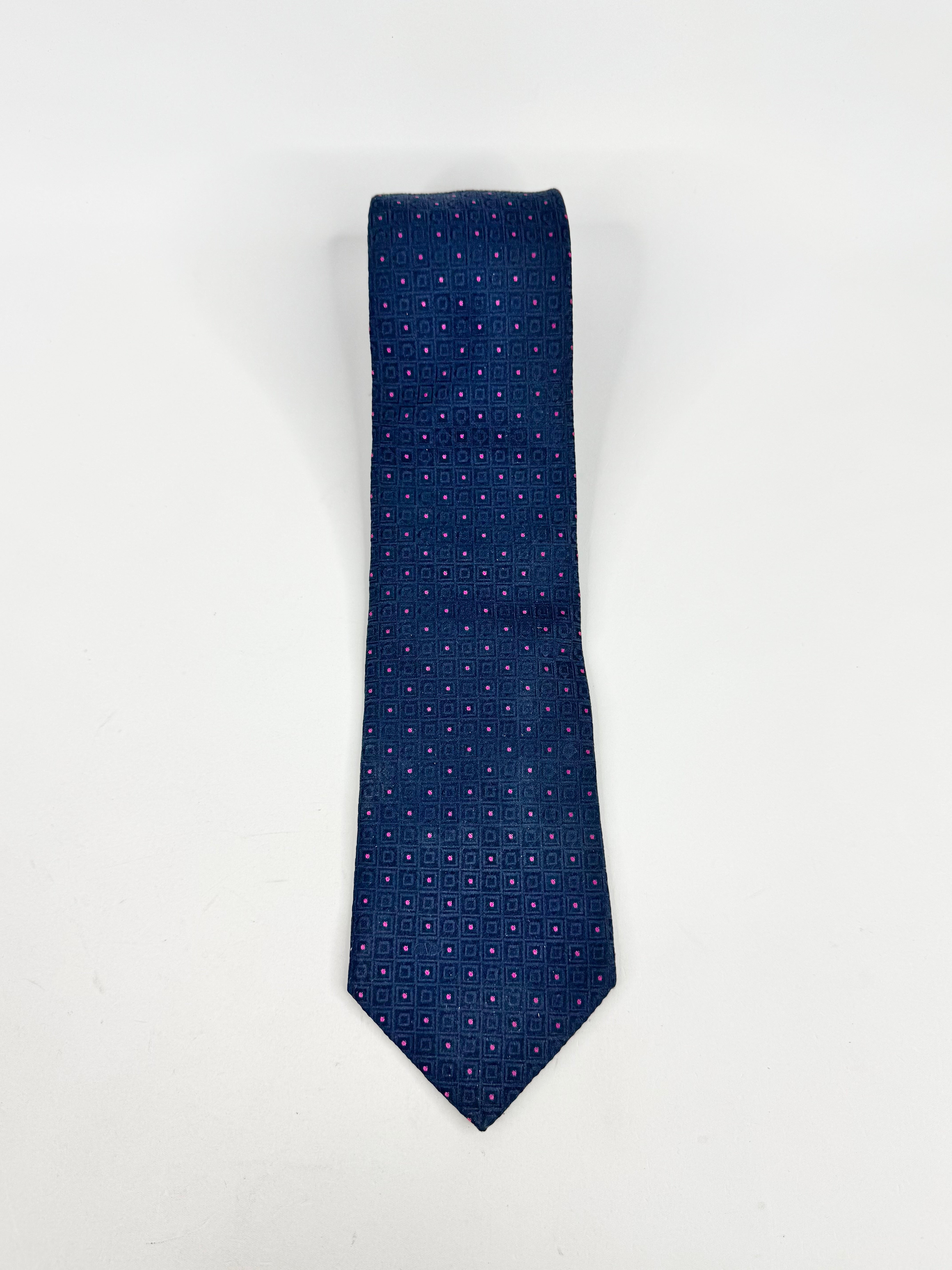 Valentino Midnight Blue & Pink Silk Tie