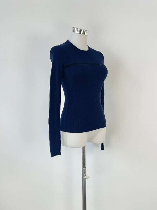 Prada Navy Blue Wool-Knit Sweater - AU6/8