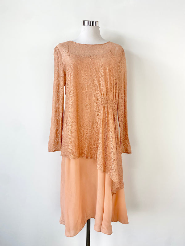 Marisfrolg Peach Lace & Silk Two Piece - AU10