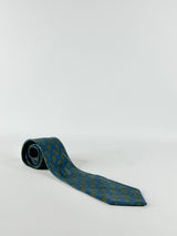 Vintage Balenciaga Blue Patterned Silk Tie