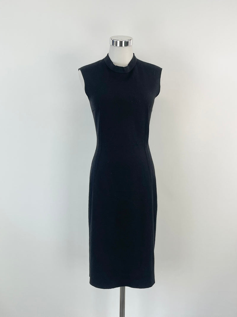 Lanvin Paris Black Wool & Angora Blend Sleeveless Midi Dress - AU8