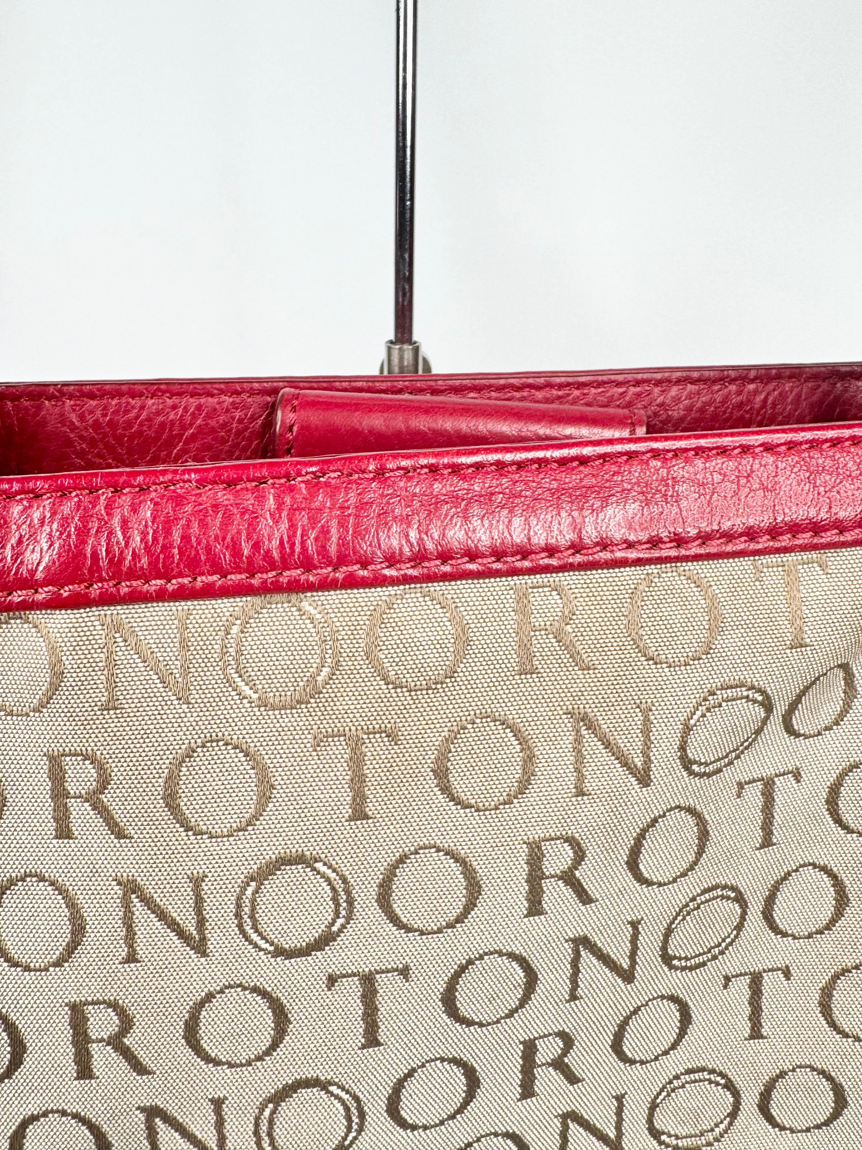 MFW Oroton Red Trim Canvas Tote Bag