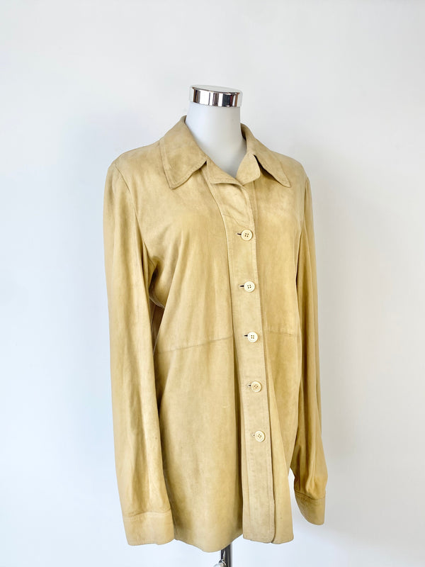 Vintage Italian Made Sandstone Suede Shirt - S