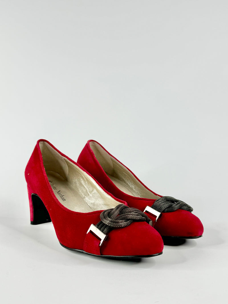 Trent Nathan Red Suede Heels - EU37