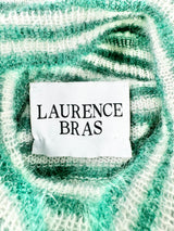 Laurence Bras Spring Green & White Stripe Mohair Blend Skivvy - AU8/10