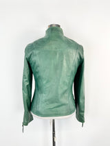 Solsona Green Leather Snakeprint Lined Leather Jacket - AU12