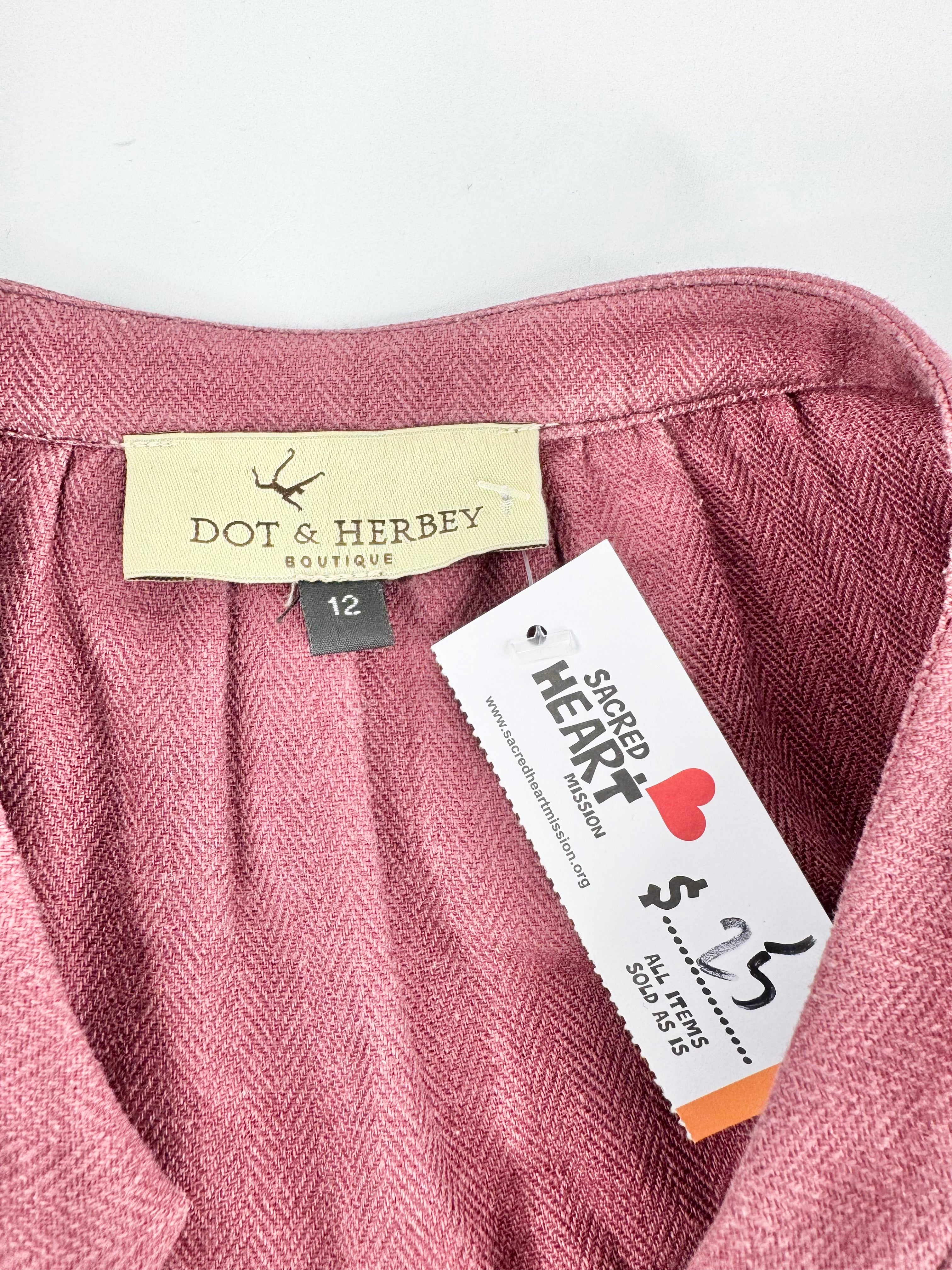 DOT&HERBEY MUTED PLUM HERRINGBONE WEAVE LONG SLEEVE TOP - AU12