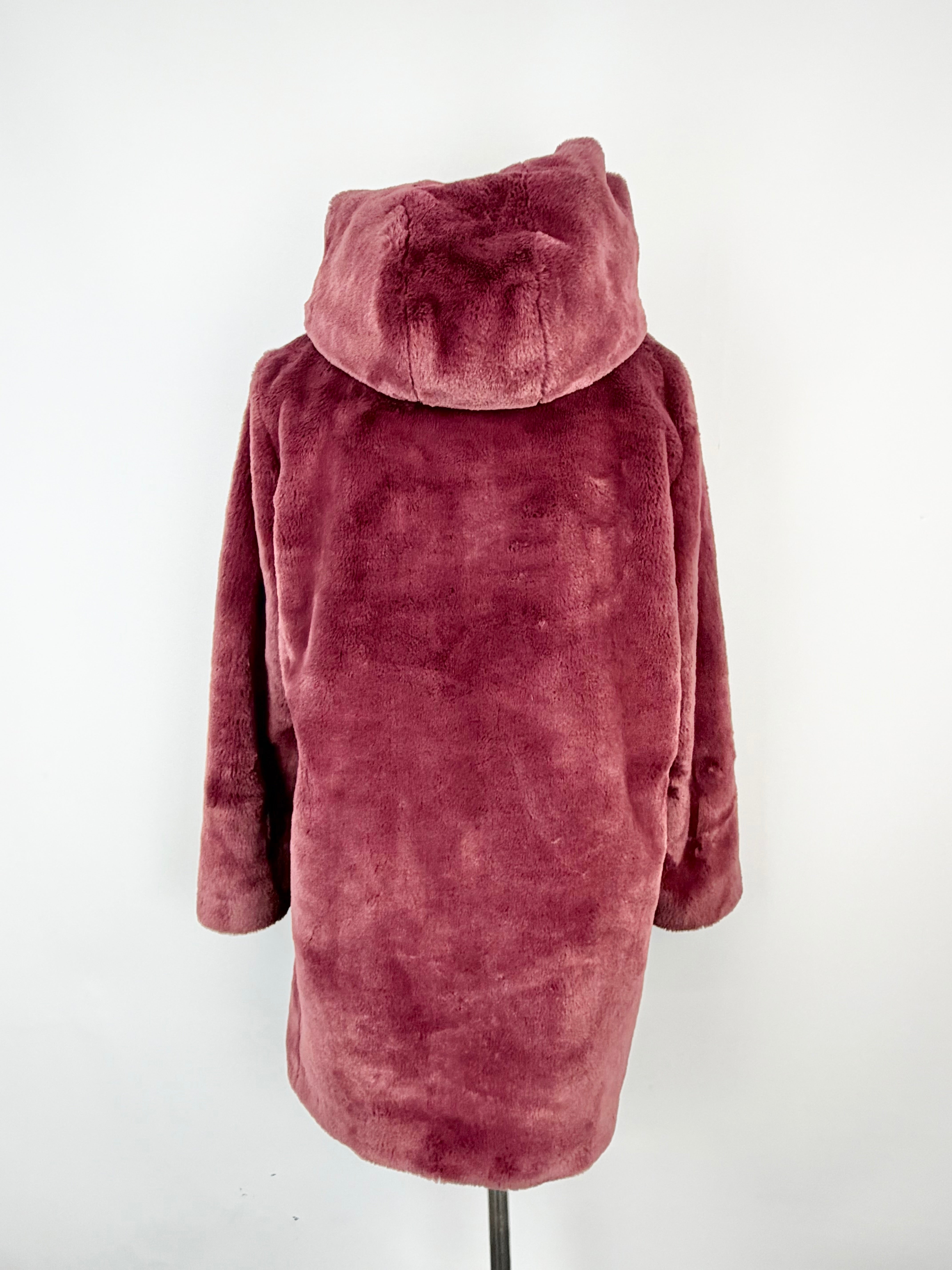 DKNY Soft Plum Hooded Faux Fur Coat - AU12