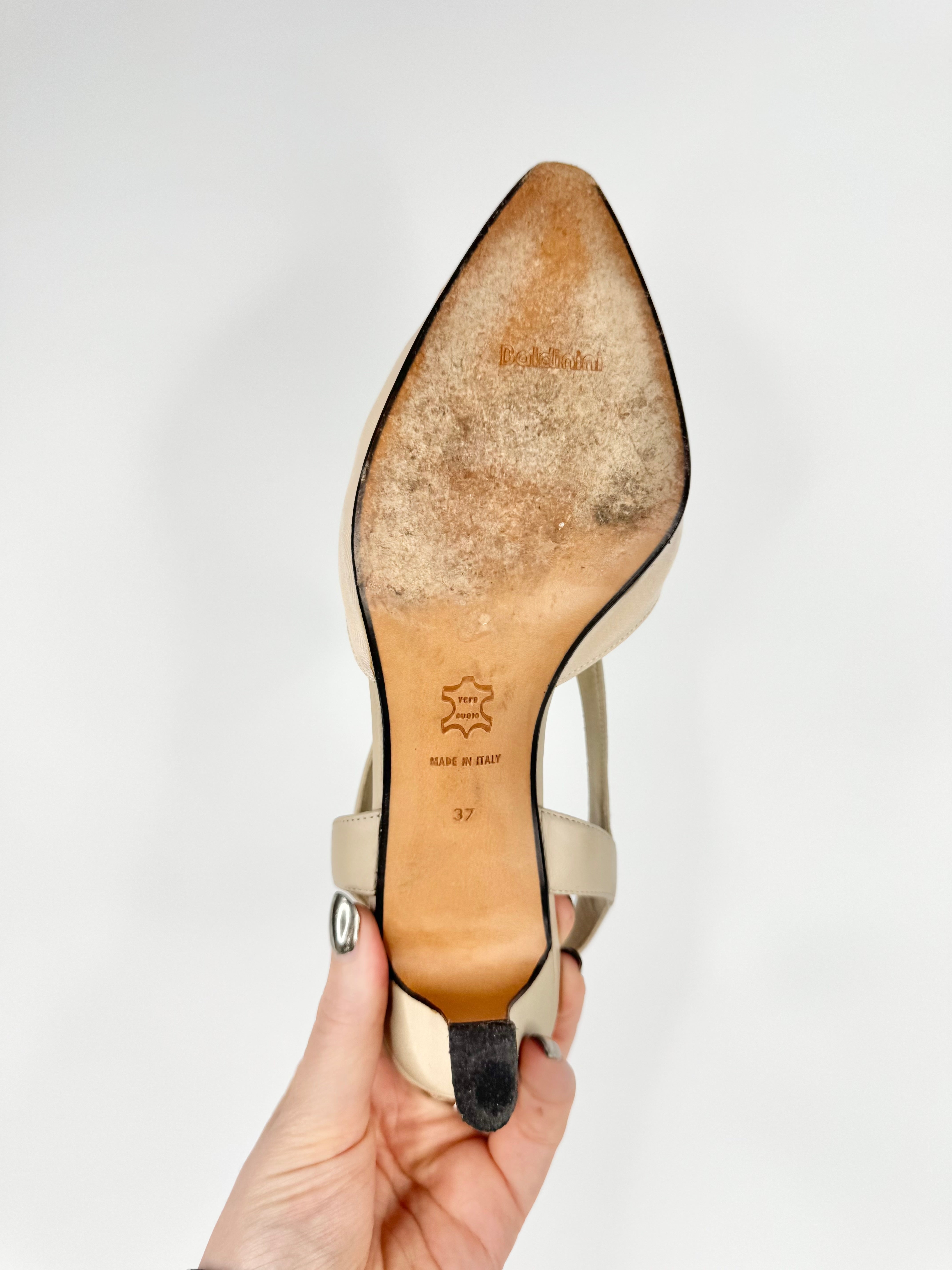 Vintage Baldinini Cream & Taupe Sling Backs - EU37