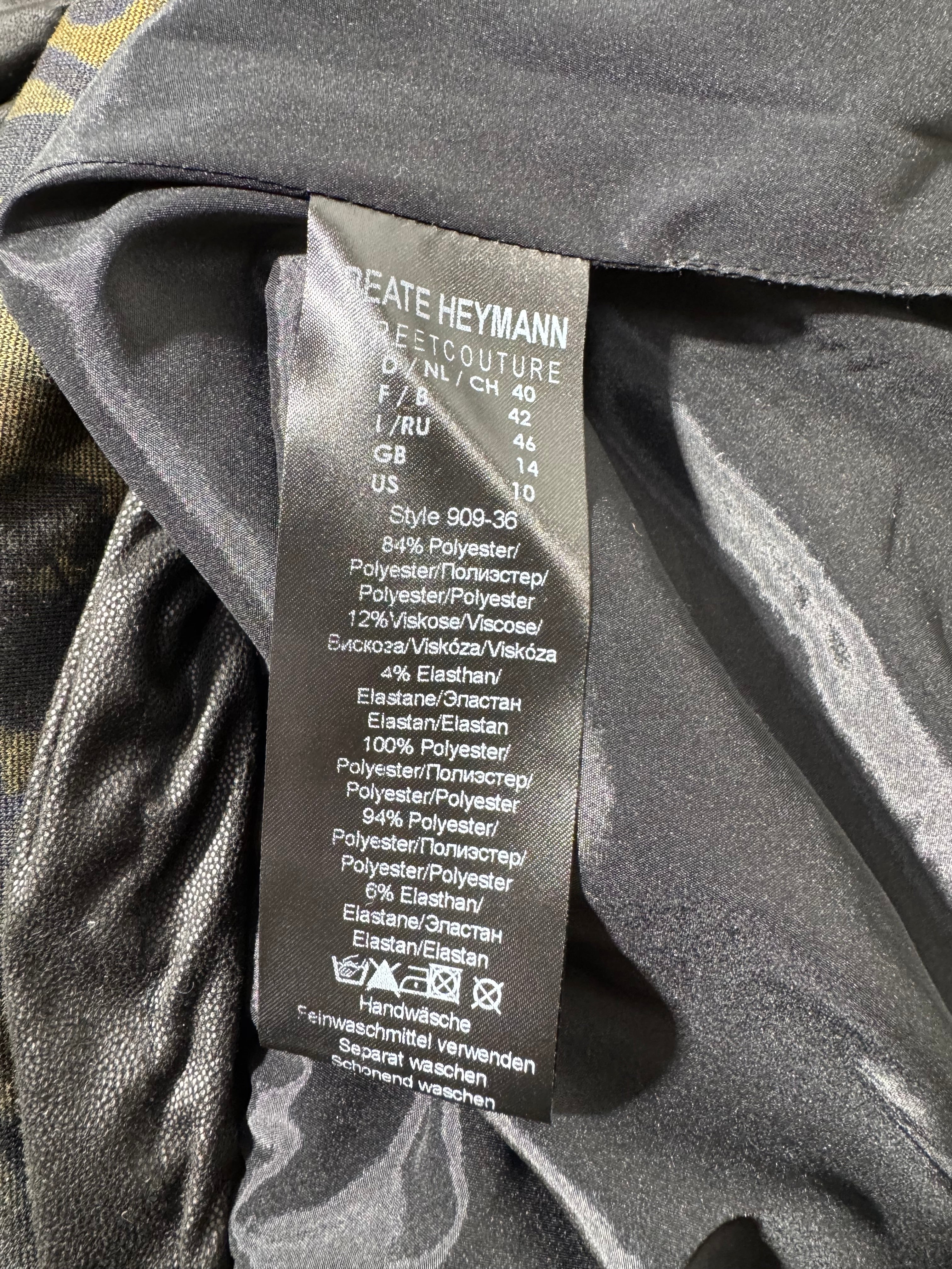 Beate Heymann Black & Green Botanical Silhouette Padded Removable Sleeve Coat - AU10/12
