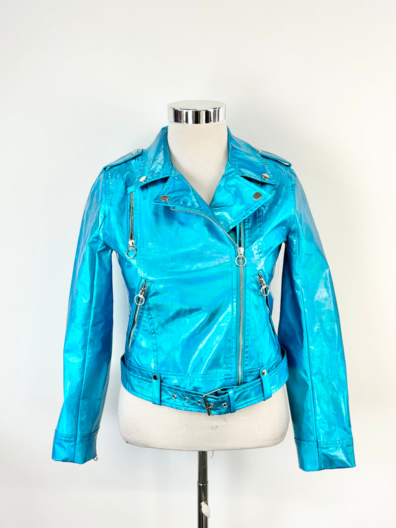 Black Milk Aqua Holographic Biker Jacket - AU12