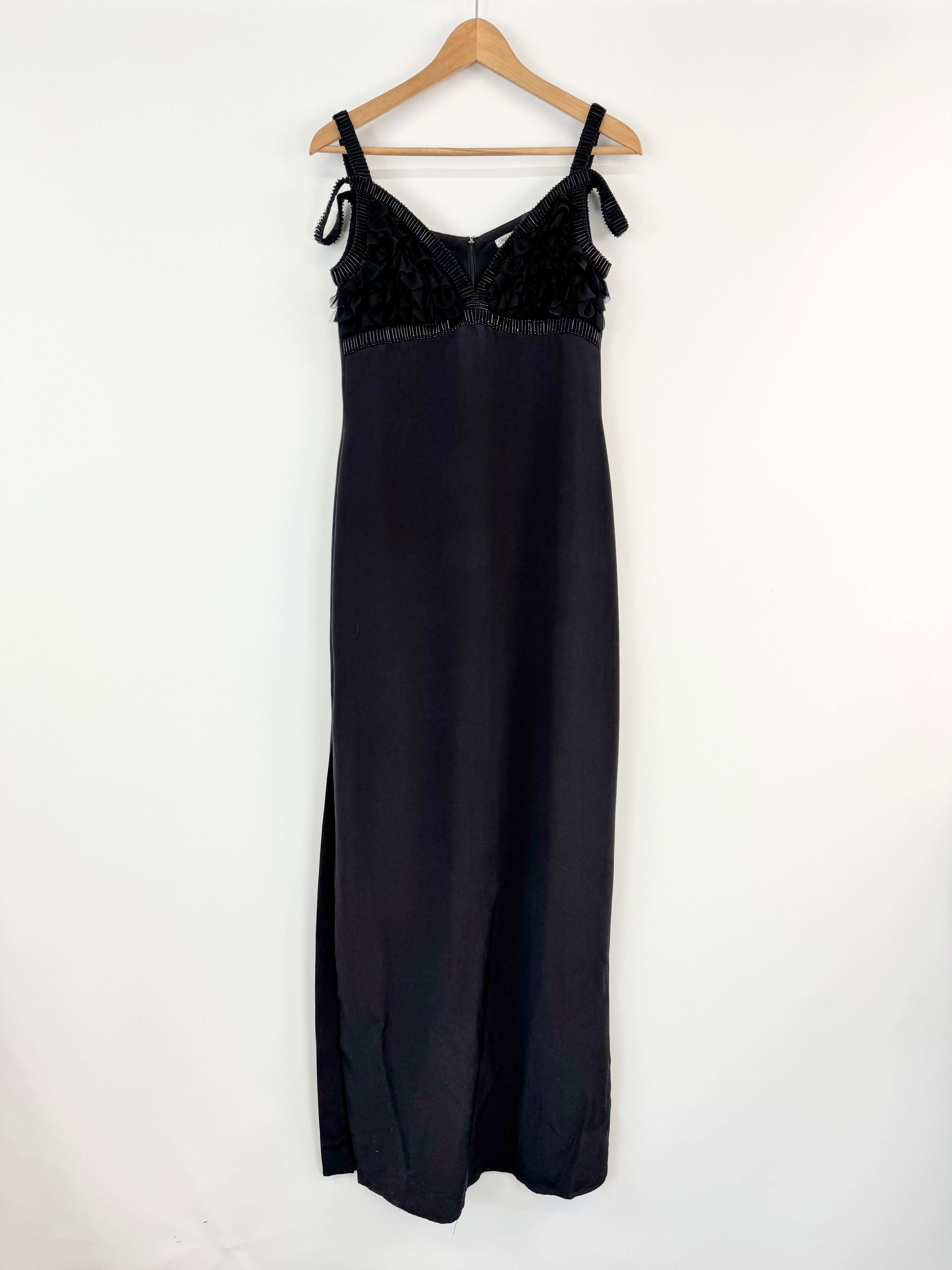 George Cross Black Beaded Maxi Cocktail Dress - AU10