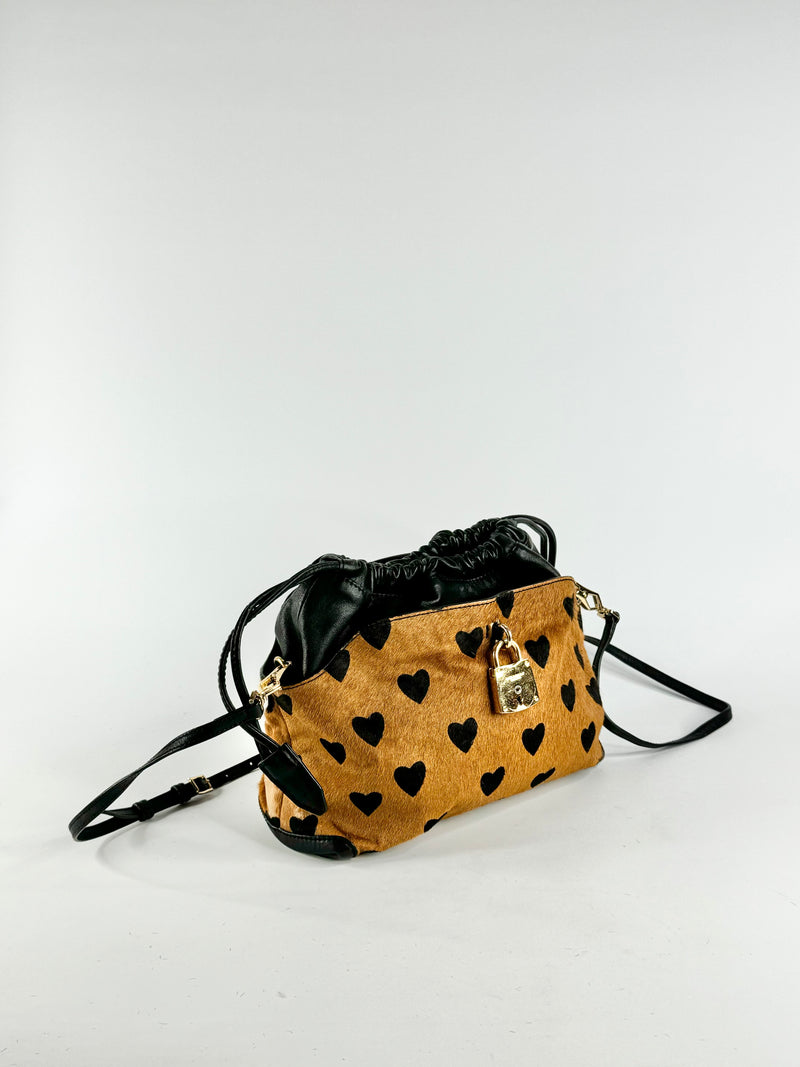 Burberry Prorsum Heart Drawstring Shoulder Crossbody Leather Bag