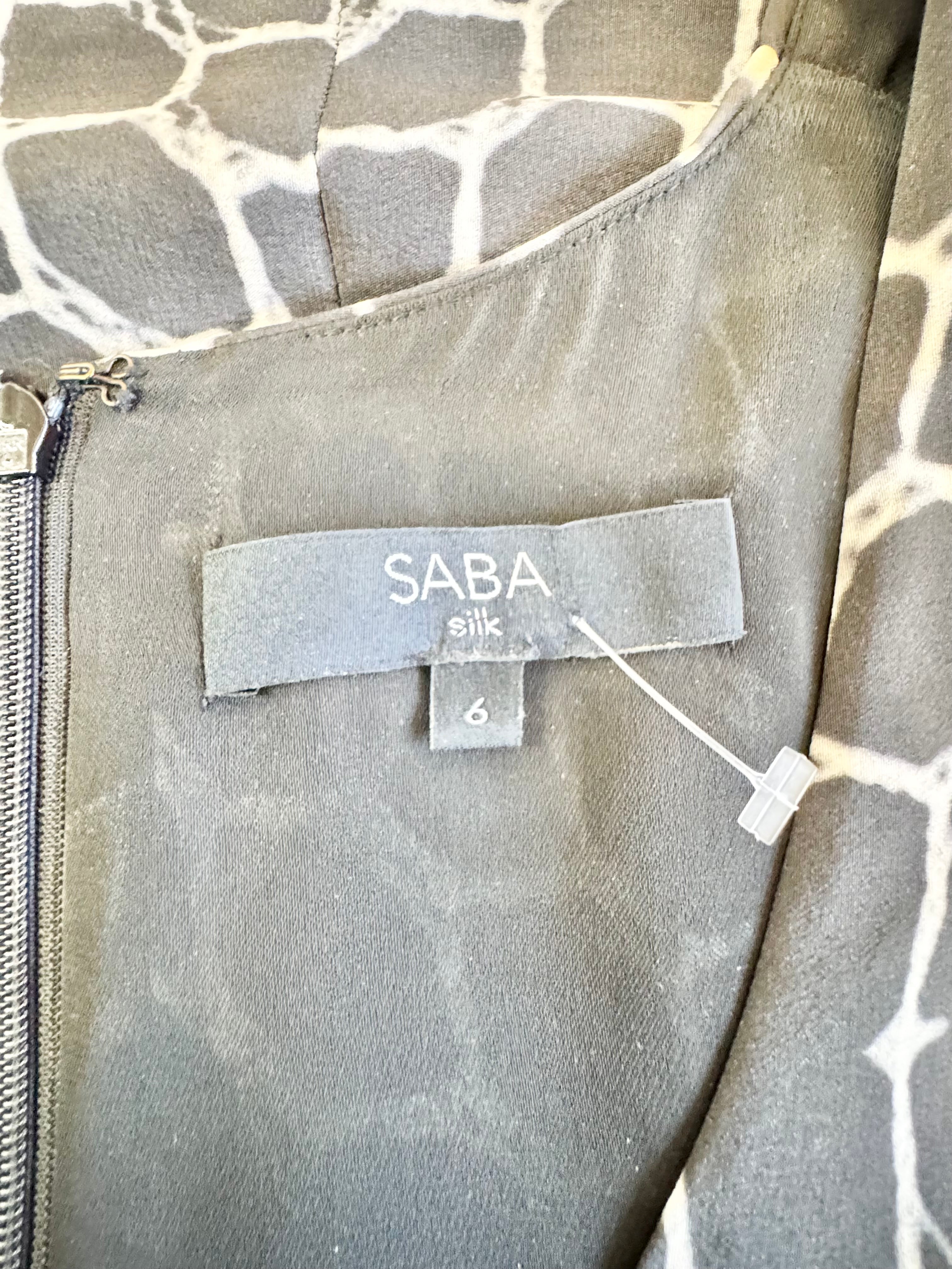 Saba Black & White Illusion Pattern Silk Dress - AU6