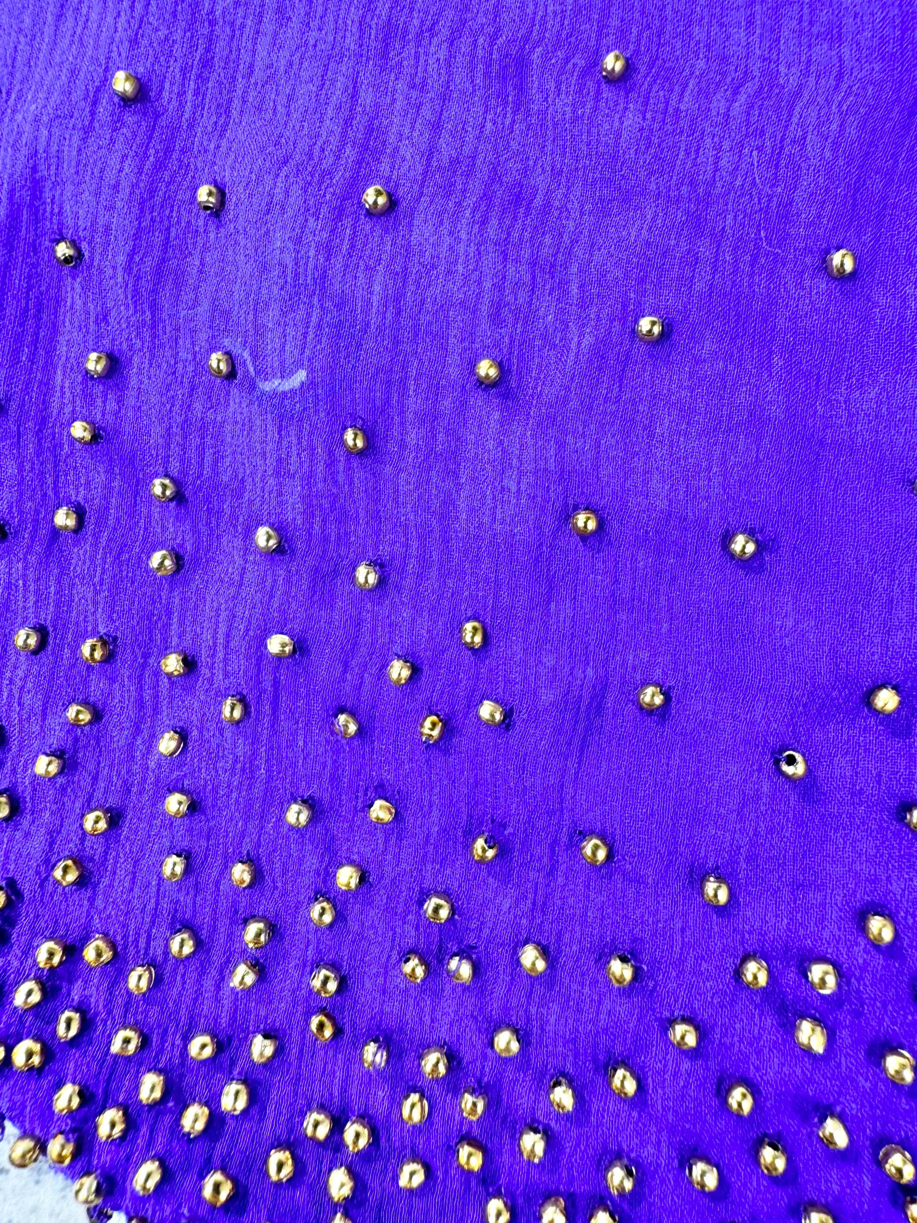 Roarke New York Violet Gold Bead Embellished Bandana
