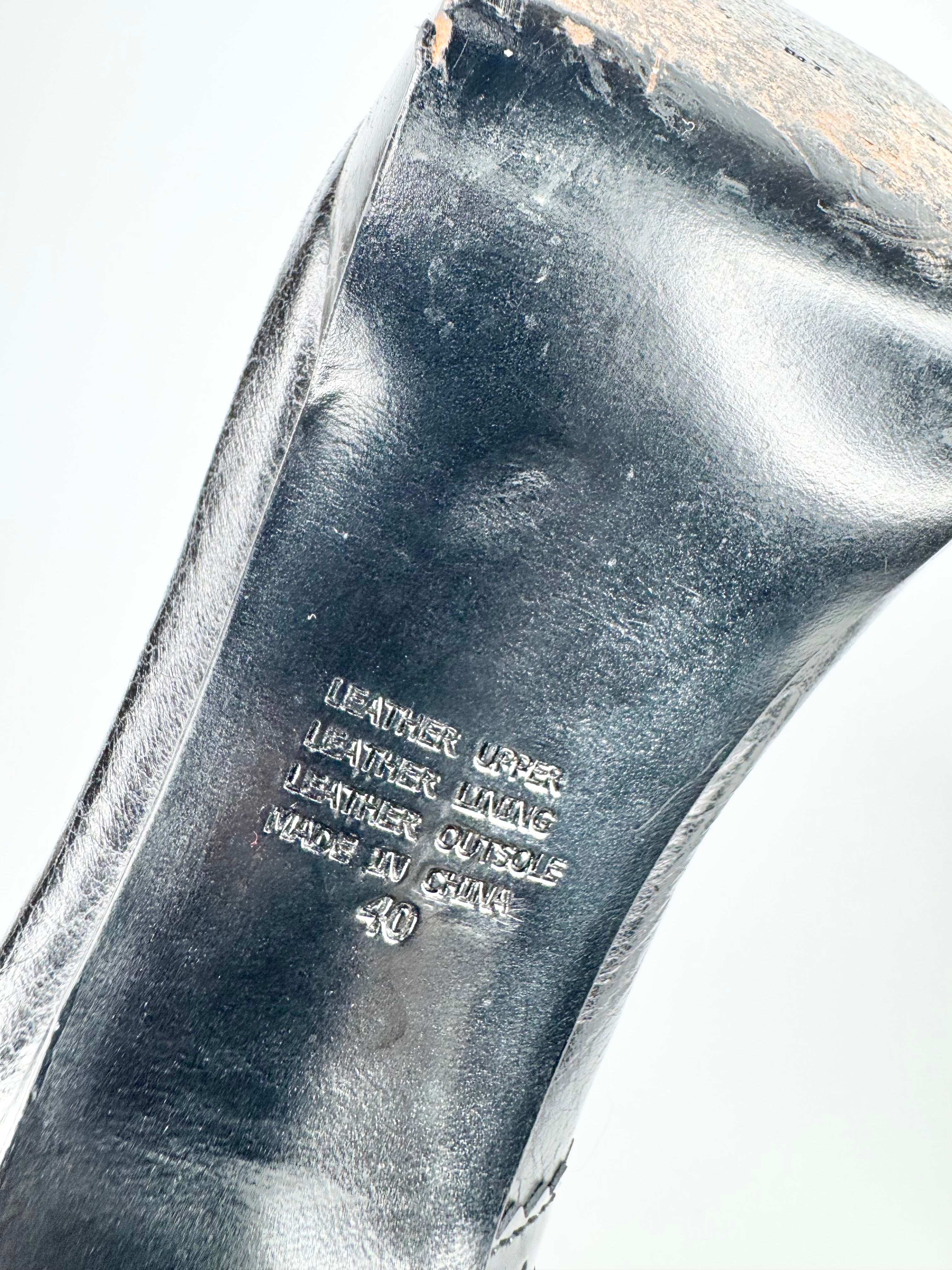 Mimco Black Patent Leather Stiletto Boots - EU40