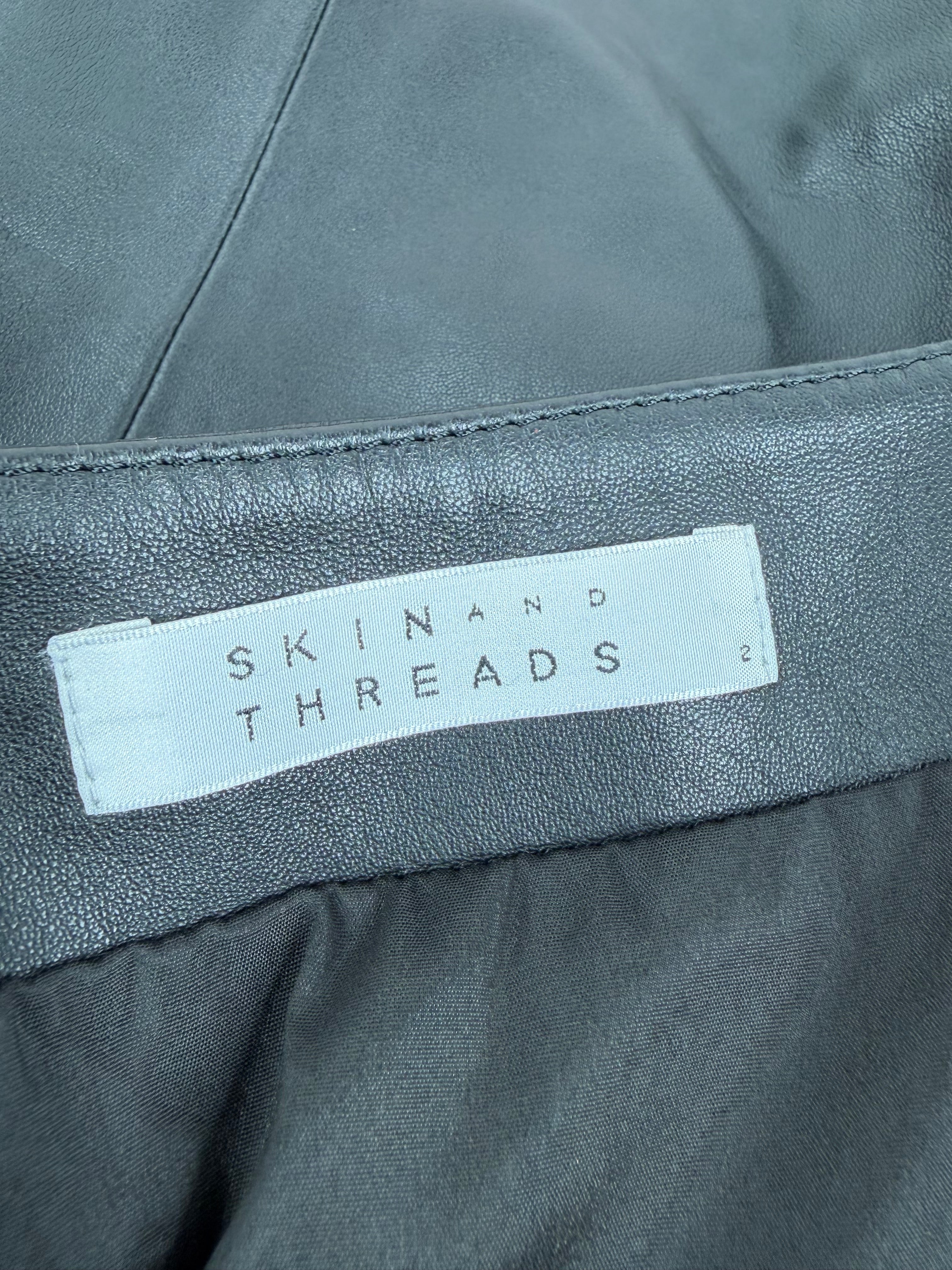 Skin & Threads Buttery Soft Black Leather Zippered Pencil Skirt - AU10