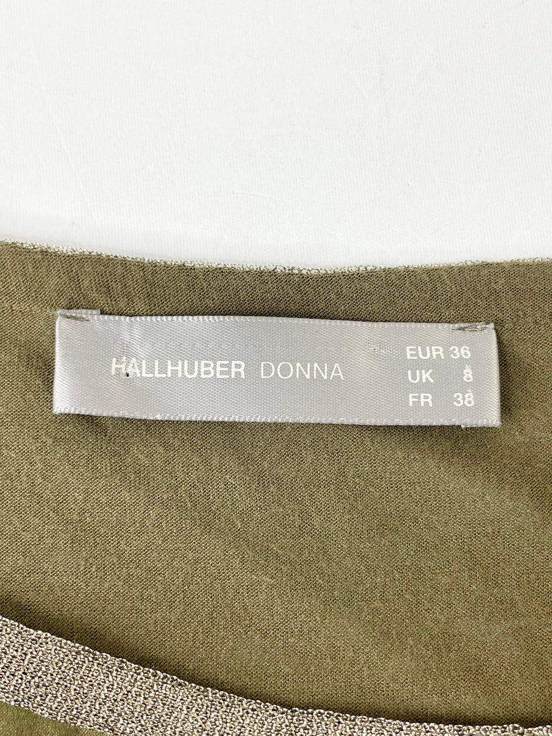 Hallhuber Donna Olive Green Silk Blend Top - AU8