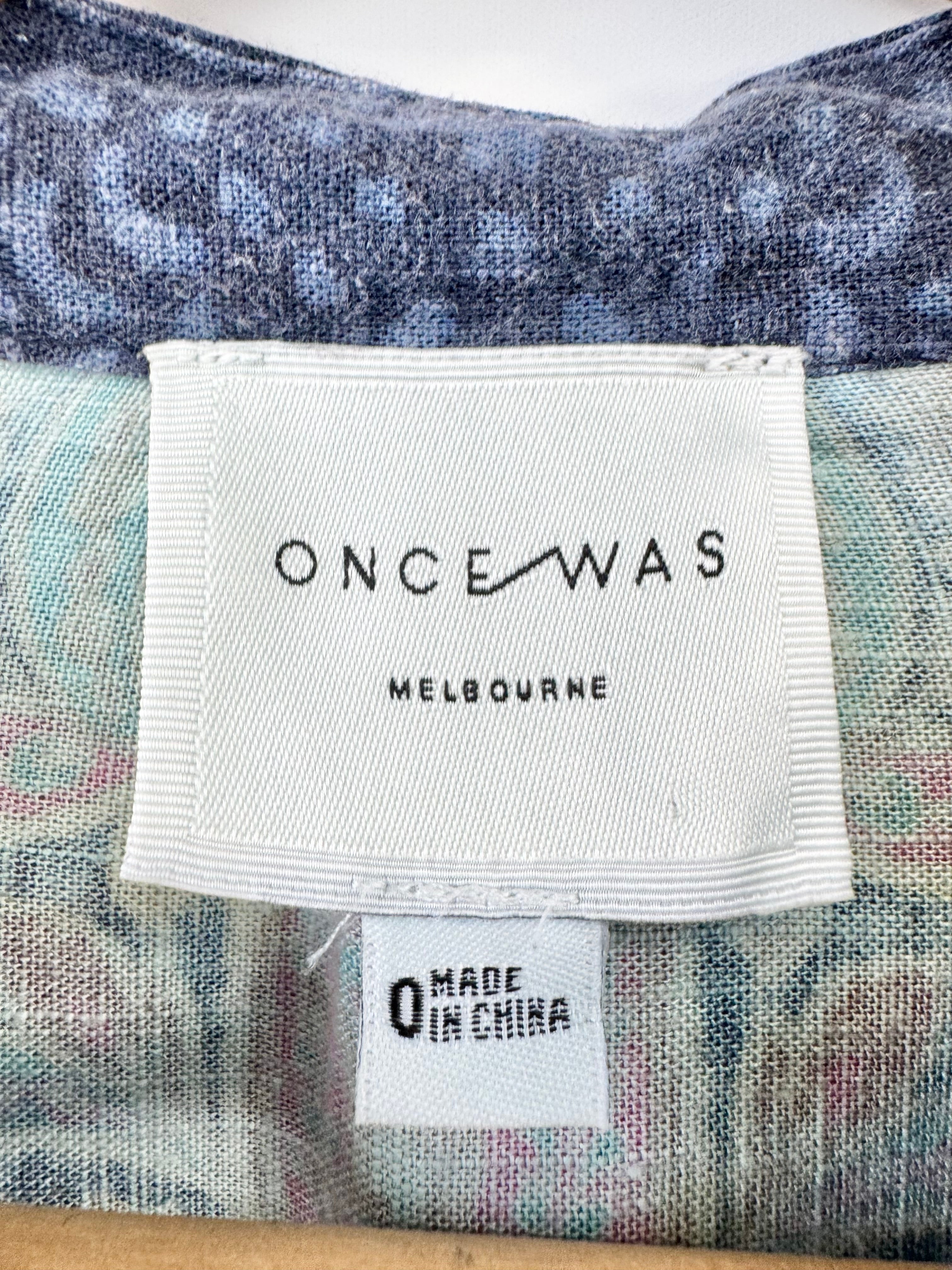 Once/Was Blue Floral Patterned Long Sleeve Belted Waist - AU8