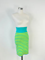 Moschino Couture! Yellow & Blue Striped Cotton Mini Skirt - AU8