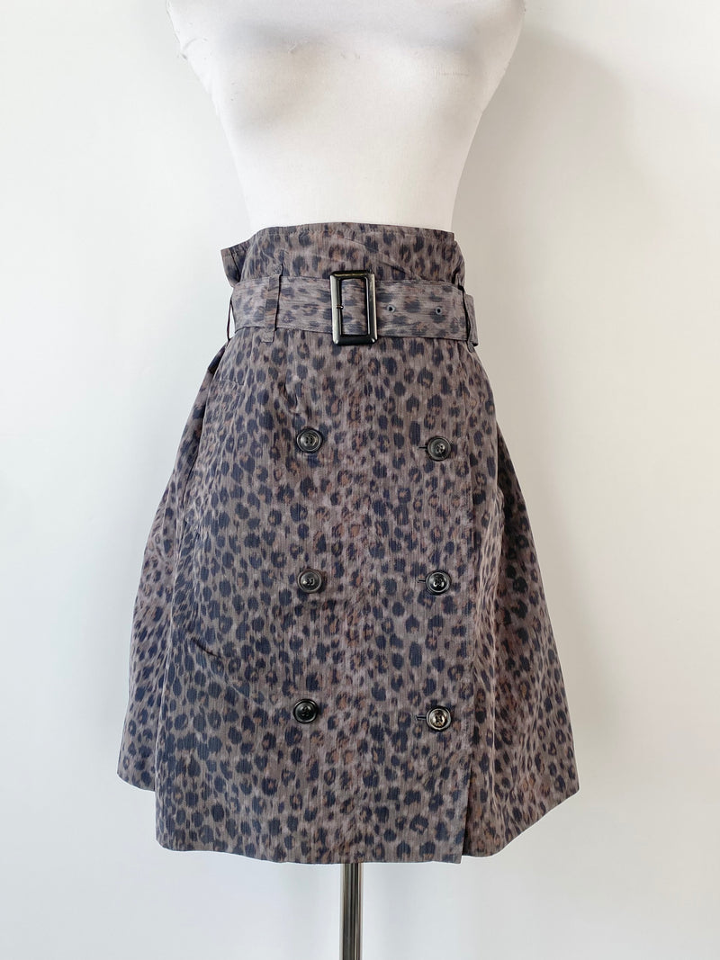 Scanlan Theodore Brown Leopard Print Button Up Skirt - AU10