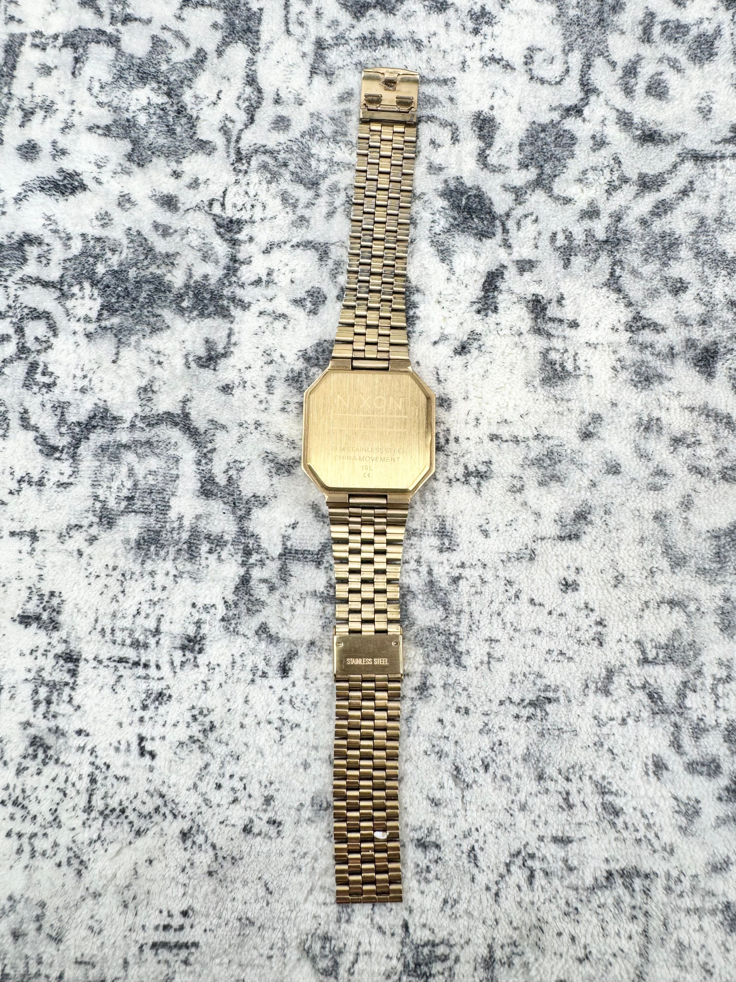 Nixon Gold Tone Black Face & Screen Robot Rock 'The Re-Run' Watch