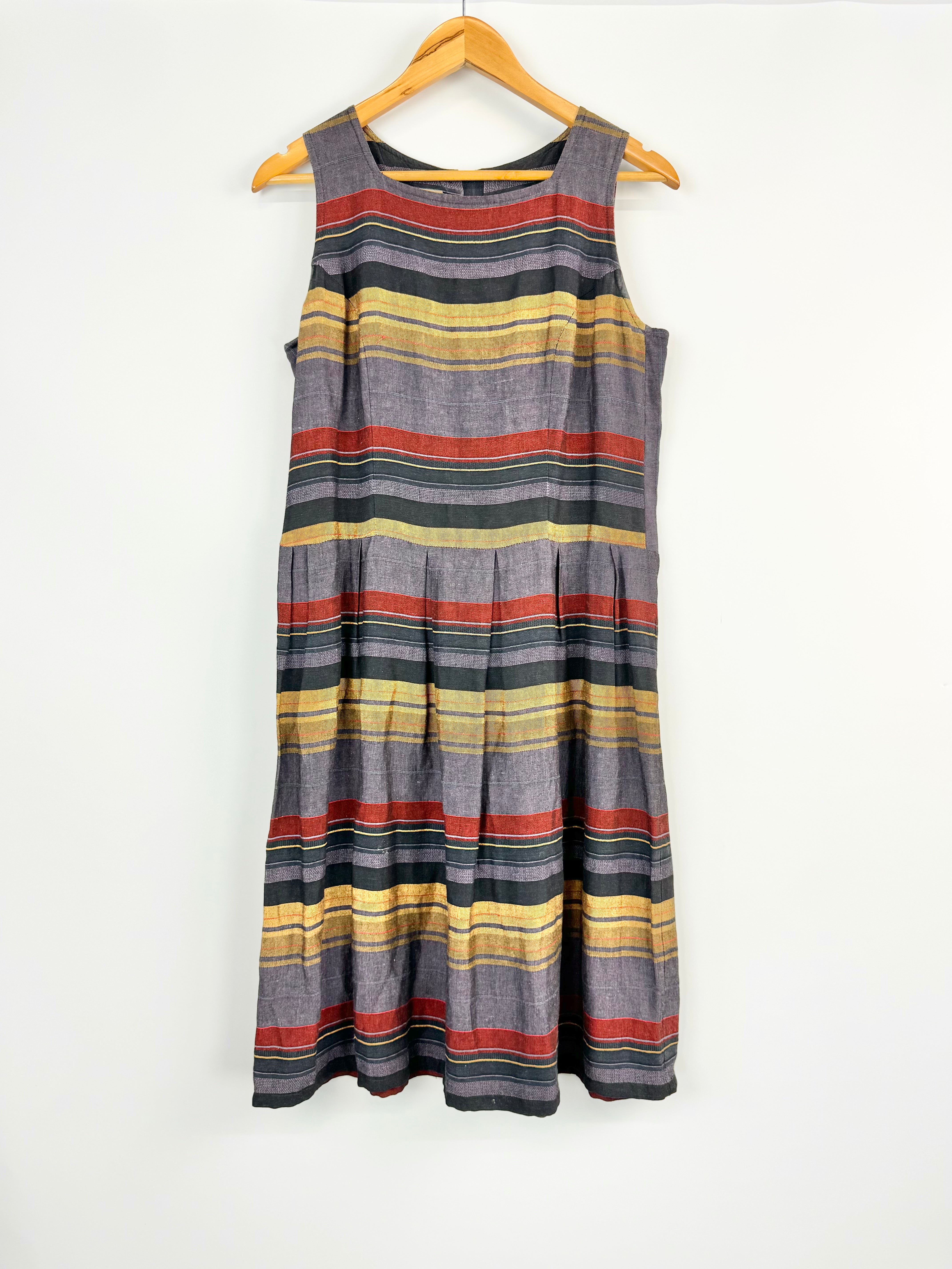 Daronne Blue Red & Gold Striped Dress - AU10