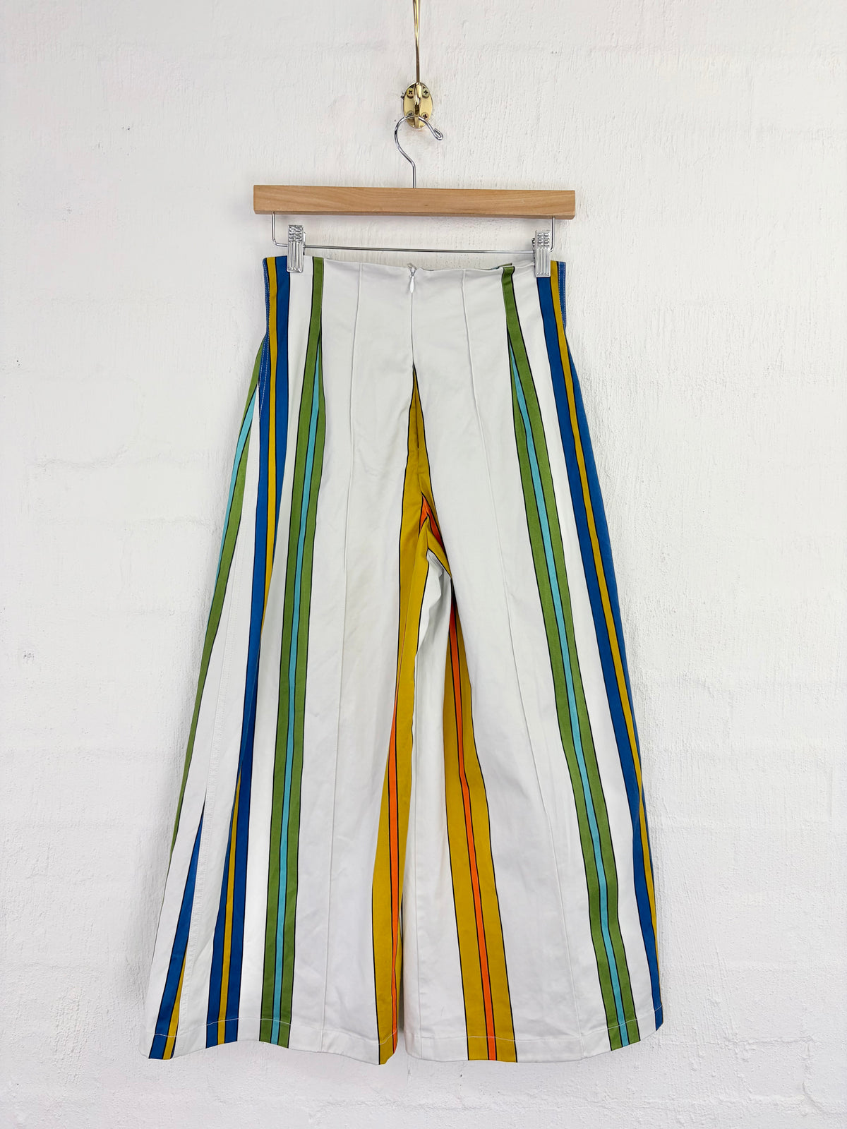 Silvia Tcherassi White Retro Striped Flared Culottes - AU6/8