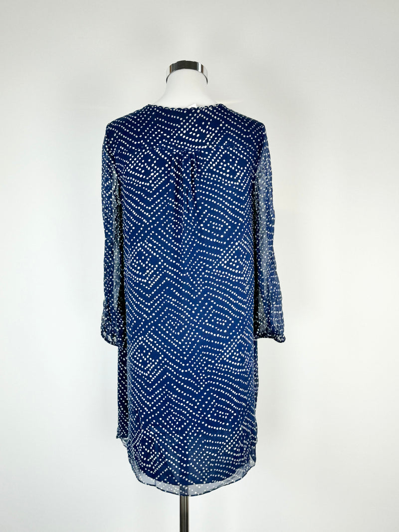 Diane von Furstenberg Blue Speckled Silk Dress - AU10