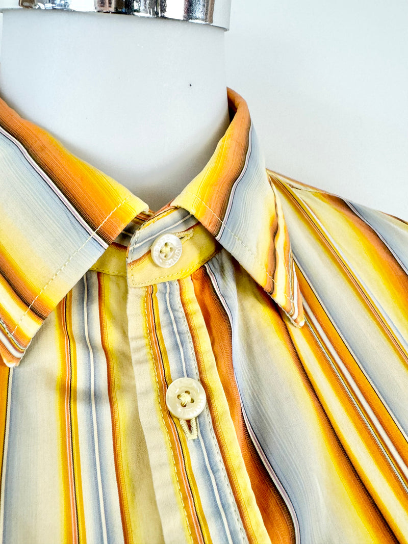 Kenzo Homme Yellow & Orange Striped Slim Fit Shirt - 41